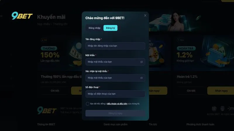 9BET | Nhà Cái Cá Cược Thể Thao, Casino #1 Châu Á 10 Form đăng ký đơn giản cho hội viên