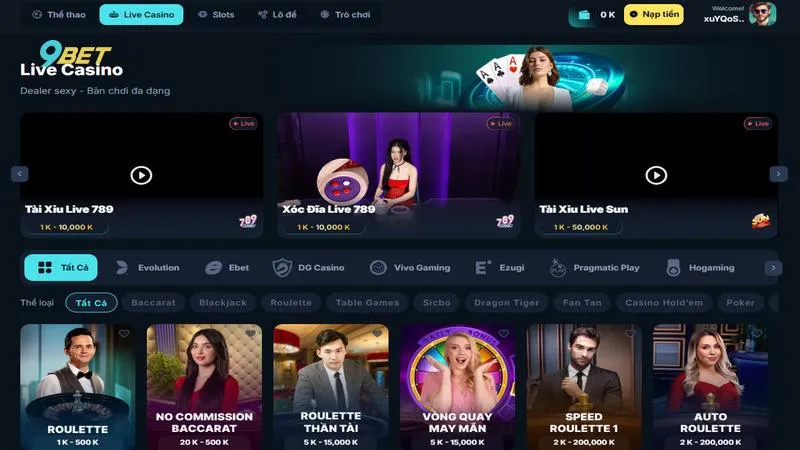 9BET | Nhà Cái Cá Cược Thể Thao, Casino #1 Châu Á 13 Hệ thống live casino với dealer cực kỳ nóng bỏng